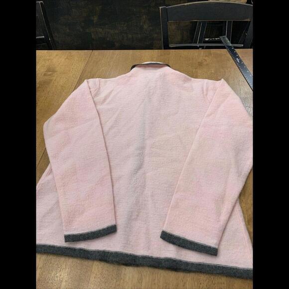 VTG Tian Womens Cardigan Sweater Sz L Pink Australian Wool Floral Cottagecore - Picture 9 of 10